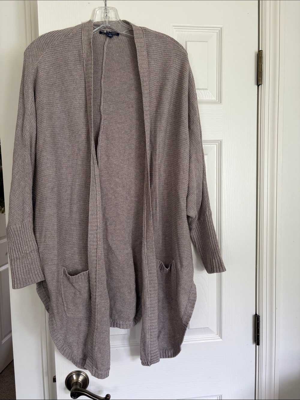 American Eagle Outfitters Taupe Open-Front Knit Cardigan
